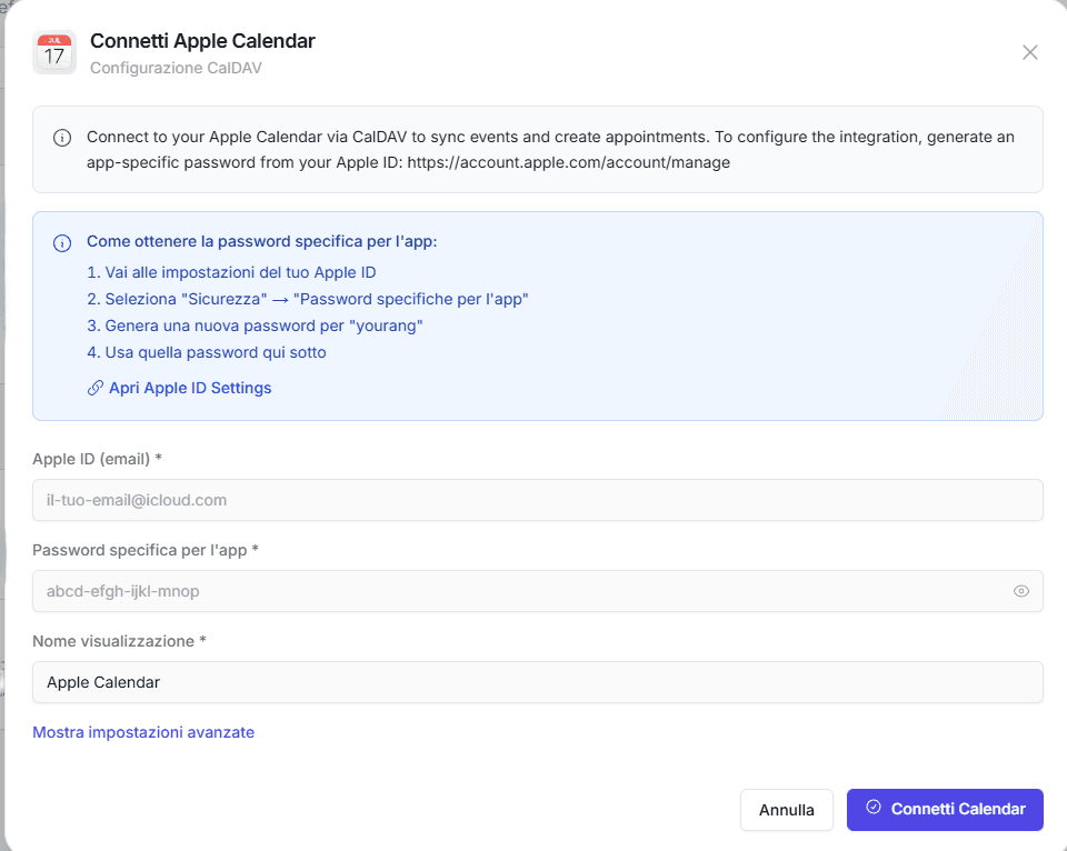 Apple Calendar Integration Flow