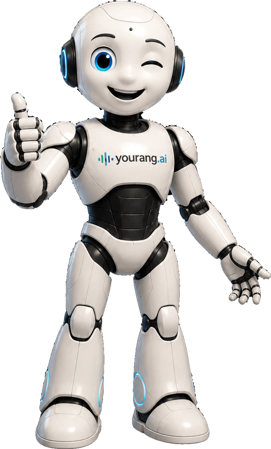 La mascotte di yourang.ai fa un gesto di approvazione