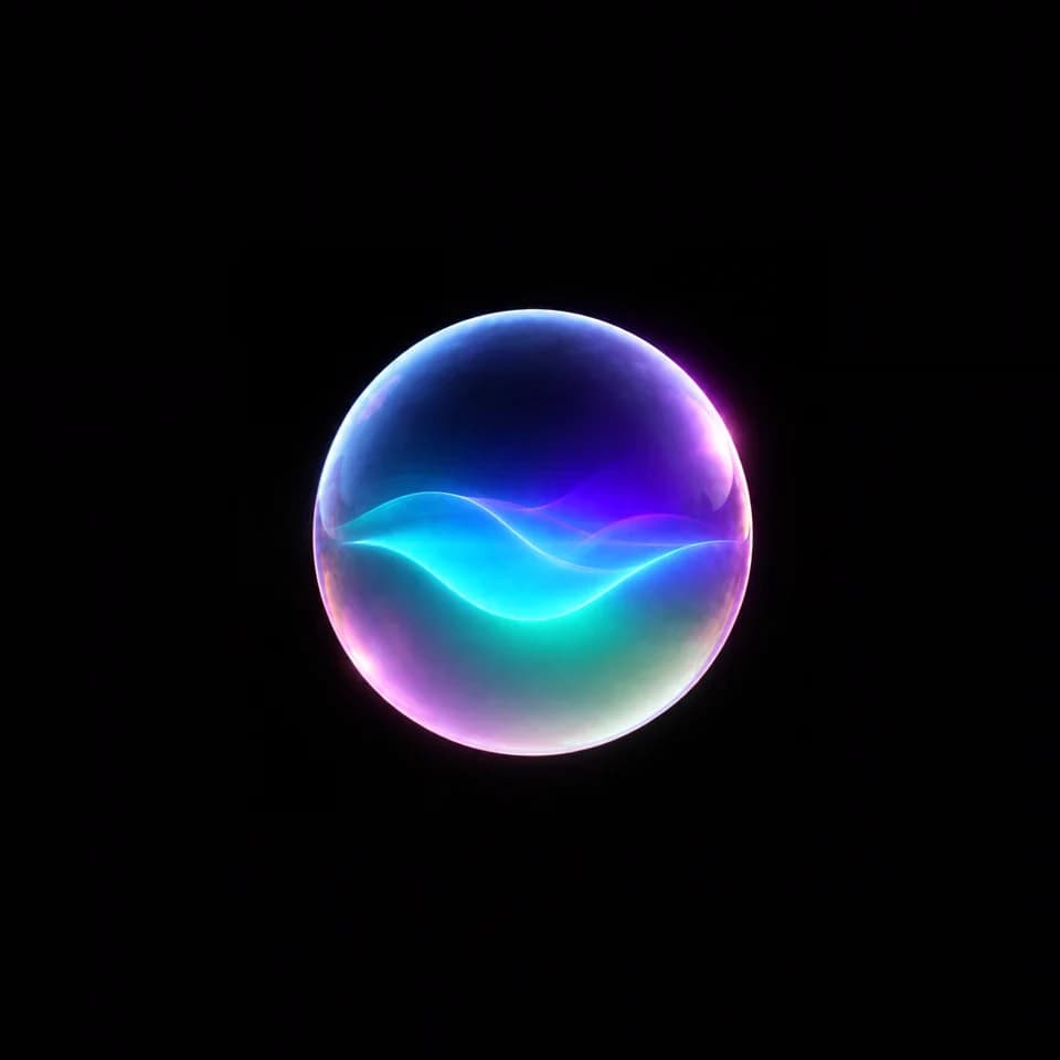 Sfera luminosa con onde azzurre e viola